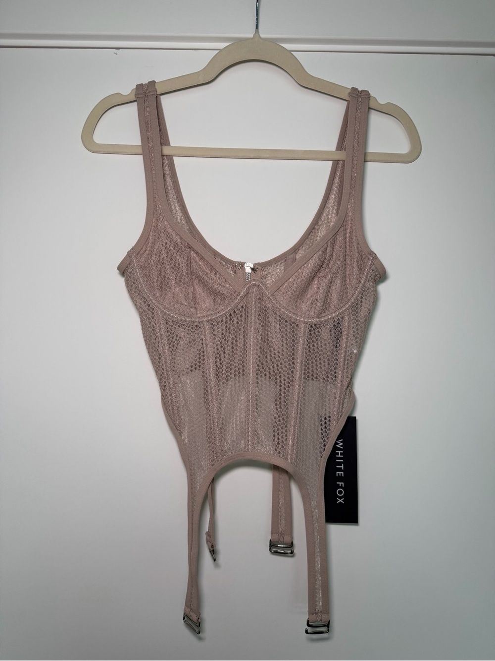White Fox Boutique Mesh Bodysuit in Mauve